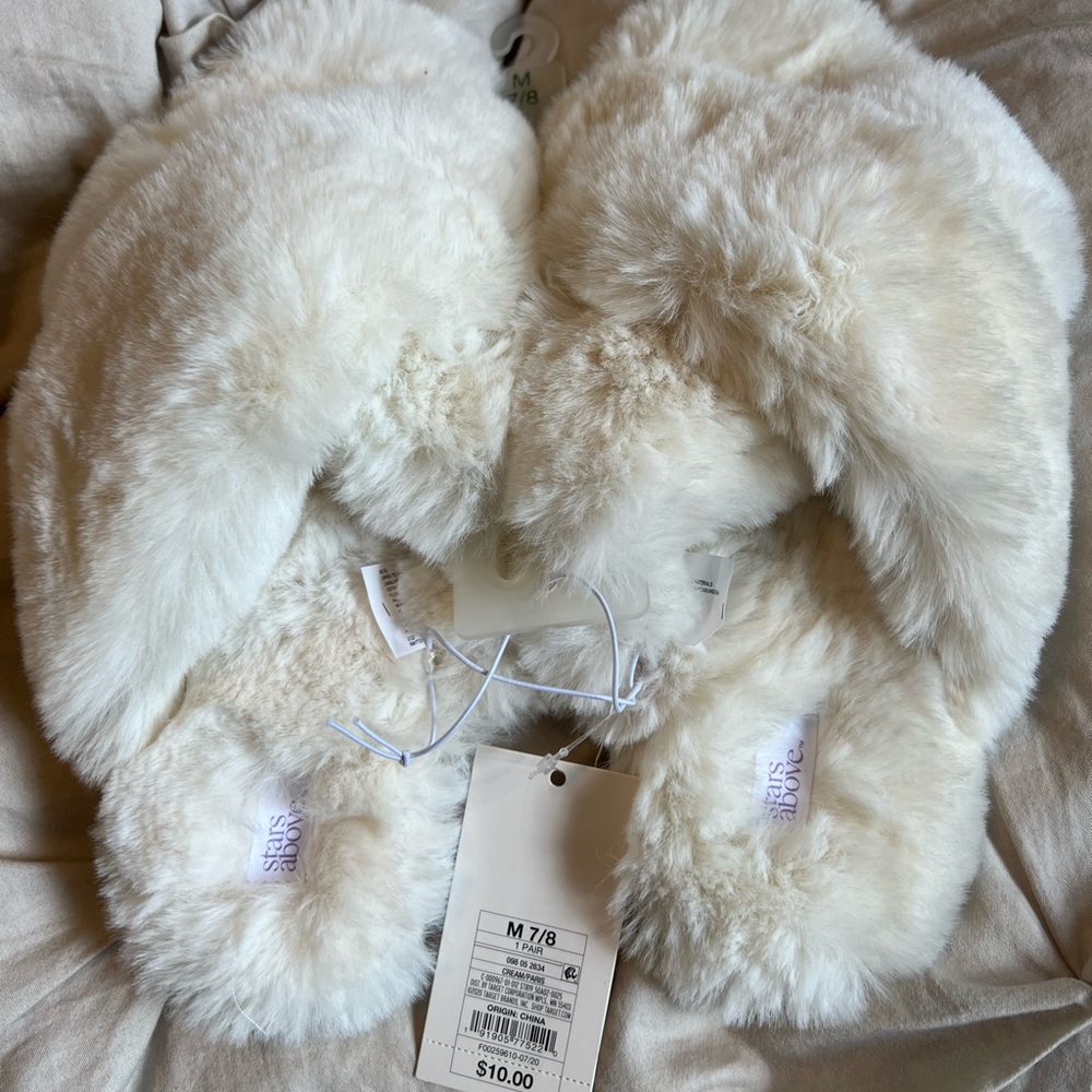 NWT Women’s Paris Crossband Fur Slide Slippers